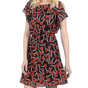 Molly Bracken black dress with red heart lollipop print